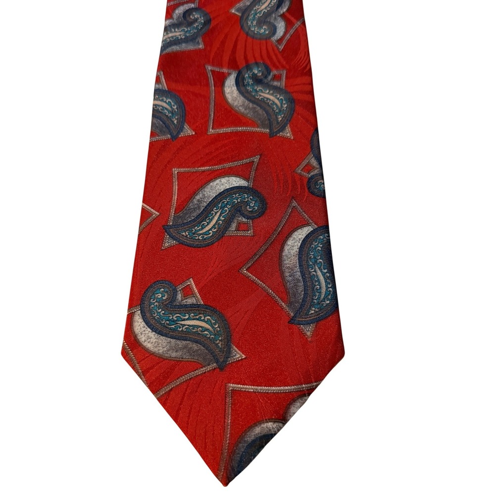 Wembley Necktie Red Blue Geometric Paisley Vintage 70s Professional Tie